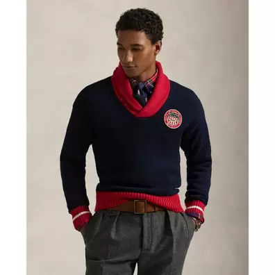 Oferta de Colour-Blocked Cotton Shawl Jumper por 349€ em Ralph Lauren