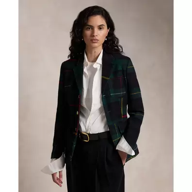 Oferta de Patchwork Plaid Wool Twill Blazer por 1299€ em Ralph Lauren