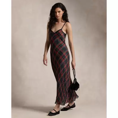 Oferta de Plaid Crinkled Slip Dress por 599€ em Ralph Lauren