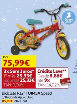 Oferta de Toimsa - Bicicleta R12" Speed por 75,99€ em Auchan