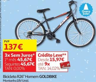 Oferta de Goldbike - Bicicleta R26" Homem  por 137€ em Auchan