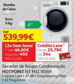 Oferta de Secador de  Roupa Condensaçao NT M11 91WK por 539,99€ em Auchan