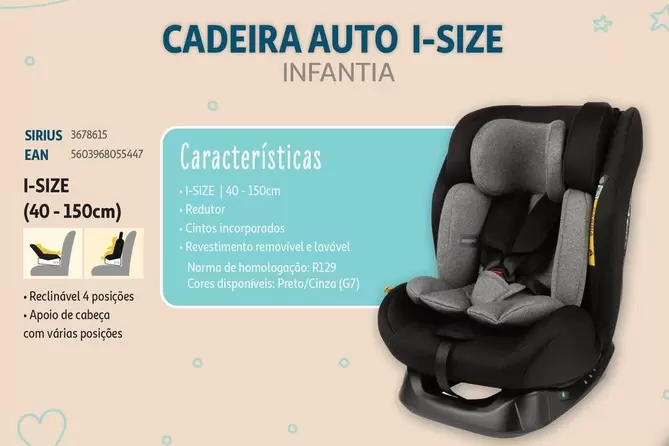 Oferta de Infantia - Cadeira Auto I-Sizeem Auchan