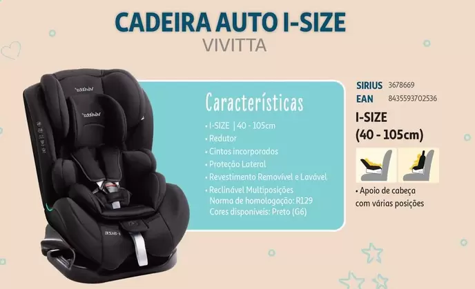 Oferta de Vivitta - Cadeira Auto I-Sizeem Auchan