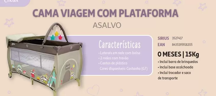 Oferta de Asalvo - Cama Viagem Com Plataforma em Auchan