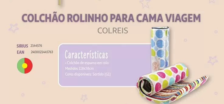 Oferta de Colreis - Colchão Rolinho Para Cama Viagem  em Auchan