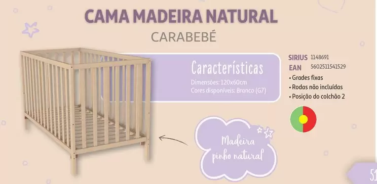 Oferta de Carbebé - Cama Madeira Natural em Auchan