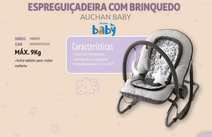 Oferta de Espreguiçadeira Com Brinquedo em Auchan