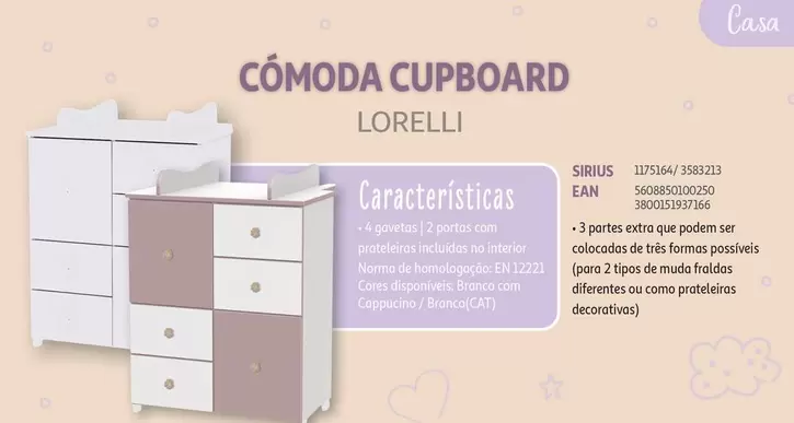 Oferta de Lorelli - Cómoda Cupboard em Auchan