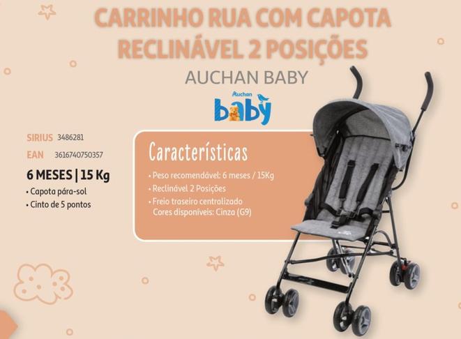 Oferta de Auchan Baby - Carrinho Rua Com Capota Reclinavel 2 Posicoesem Auchan