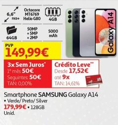 Oferta de Samsung - Smartphone  Galaxy A14 por 149,99€ em Auchan