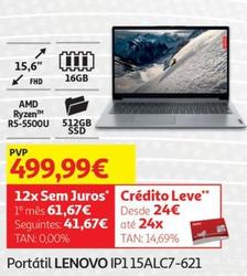 Oferta de Lenovo - Portátil IP1 15ALC7-621  por 499,99€ em Auchan