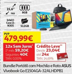 Oferta de Asus - Bundle Portátil Com Mochila E Rato Vivobook  E1504GA-32ALHDPB1 por 479,99€ em Auchan
