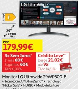 Oferta de LG - Monitor Ultrawide 29WP500-B  por 179,99€ em Auchan