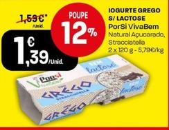 Oferta de Porsi - Iogurte Grego S/Lactose por 1,39€ em Intermarché