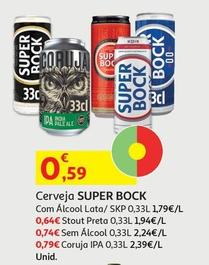 Oferta de  Super Bock - Cerveja  por 0,59€ em Auchan