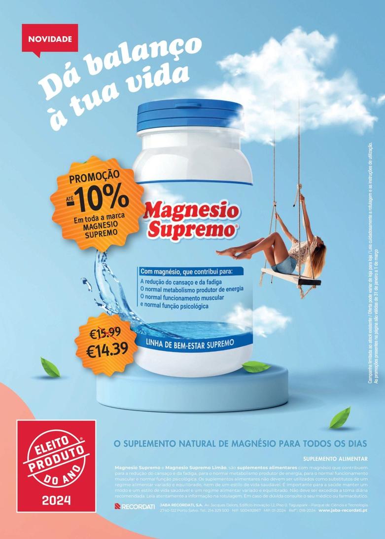 Oferta de Magnesio Supremo - O Suplemento Natural De Magnesio Para Todos Os Dias por 14,39€ em Auchan