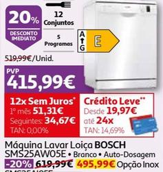 Oferta de Bosch - Maquina Lavar Loiça SMS25AW05E por 415€ em Auchan