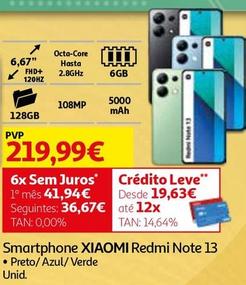 Oferta de Xiaomi - Smartphone Redmi Note 13 por 219,99€ em Auchan
