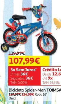 Oferta de Toimsa - Bicicleta  Spider-Man  por 107,99€ em Auchan
