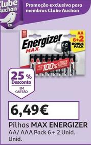 Oferta de Max Energizer - Pilhas  por 6,49€ em Auchan