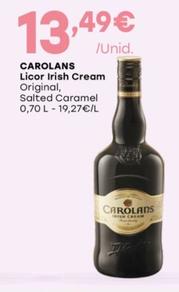 Oferta de Carolans - Licor Irish Cream por 13,49€ em Intermarché