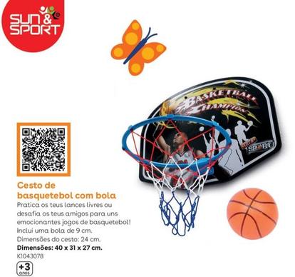 Oferta de Sun & Sport - Cesto De Basquetebol Com Bolaem Toys R Us