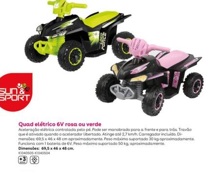Oferta de Sun&Sport - Quad Eletrico 6V Rosa Ou Verdeem Toys R Us