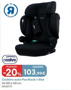 Oferta de Asalvo - Cadeira Auto Poe Black I-size por 103,99€ em Toys R Us