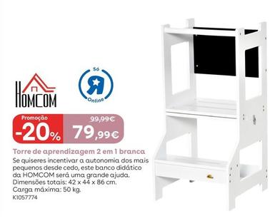 Oferta de Homcom - Torre De Aprendizagem 2 Em 1 Branca por 79,99€ em Toys R Us