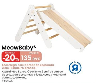 Oferta de Meowbaby - Escorrega Com Parede De Escalada 2 Em 1 Madeira Branca por 135,99€ em Toys R Us