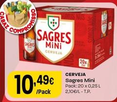 Oferta de Sagres - Cerveja Mini por 10,49€ em Intermarché