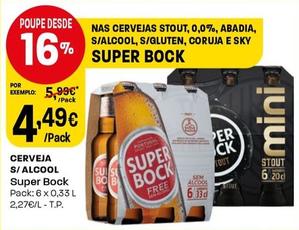 Oferta de Super Bock - Cerveja S/ Alcool por 4,49€ em Intermarché