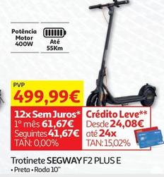 Oferta de Segway - Trotinete F2 Plus E por 499,99€ em Auchan