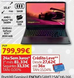 Oferta de Lenovo - Portátil Gaming GAM3 15ACH6-166 por 799,99€ em Auchan