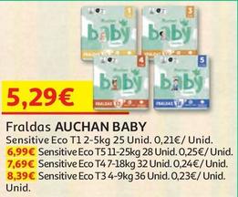 Oferta de Auchan Baby - Fraldas  por 5,29€ em Auchan