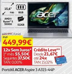 Oferta de Acer - Portátil Aspire 3 A315-44P  por 449,99€ em Auchan