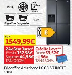 Oferta de LG - Frigorifico Americano GSLV71MCTE por 1549,99€ em Auchan