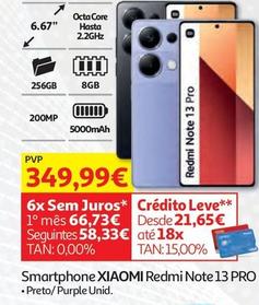 Oferta de Xiaomi - Smartphone  Redmi Note 13 PRO por 349,99€ em Auchan