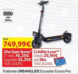 Oferta de Urbanglide - Trotinete Escooter Ecross Pro por 749,99€ em Auchan