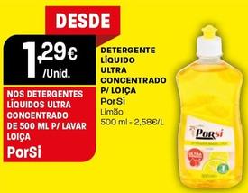 Oferta de Porsi - Detergente Líquido Ultra Concentrado P/ Loiça por 1,29€ em Intermarché