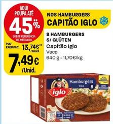 Oferta de Iglo - 8 Hamburgers S/ Glúten por 7,49€ em Intermarché