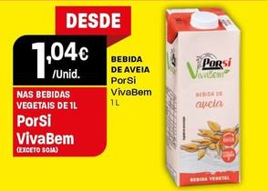 Oferta de Porsi - Bebida De Aveia por 1,04€ em Intermarché