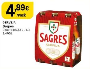 Oferta de Sagres - Cerveja por 4,89€ em Intermarché