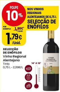 Oferta de Selecção De Enófilos - Vinho Regional Alentejano por 1,79€ em Intermarché