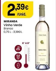 Oferta de Miranda - Vinho Verde por 2,39€ em Intermarché
