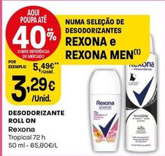 Oferta de Rexona - Desodorizante Roll On por 3,29€ em Intermarché