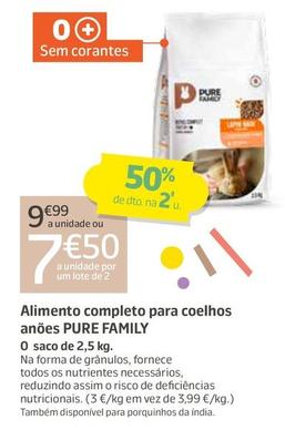 Oferta de Pure Family - Alimento Completo Para Coelhos Anões por 9,99€ em Jardiland