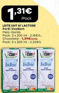 Oferta de Porsi - Leite Uht S/ Lactose por 1,31€ em Intermarché