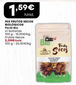 Oferta de Porsi - Bio Mix Frutos Secos Biológicos por 1,59€ em Intermarché